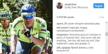 Tinkov no olvida a Contador: "Es un trozo de mierda española..."