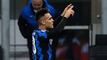 Lauraro Martínez celebra un gol en la Serie A de esta temporada.