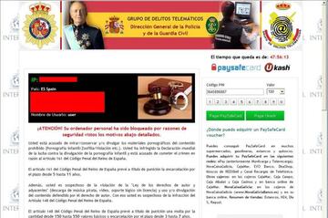 Una de las variantes m&aacute;s conocidas en Espa&ntilde;a, el ransomware de la Polic&iacute;a que nos pide 100&euro;