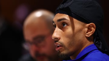 Soccer Football - Spanish Super Cup - Semi Final - FC Barcelona Press Conference - King Abdullah Sports City, Jeddah, Saudi Arabia - January 7, 2025 FC Barcelona's Raphinha during a press conference REUTERS/Pedro Nunes