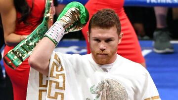 LAS VEGAS, NEVADA - MAY 04: Canelo Alvarez acknowledges the crowd before his middleweight unification fight against Daniel Jacobs at T-Mobile Arena on May 4, 2019 in Las Vegas, Nevada. Alvarez won by unanimous decision.   Ethan Miller/Getty Images/AFP
 == FOR NEWSPAPERS, INTERNET, TELCOS &amp; TELEVISION USE ONLY ==