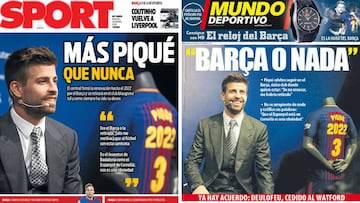 Portadas de &#039;Sport&#039; y &#039;Mundo Deportivo&#039; del martes 30 de enero de 2018.