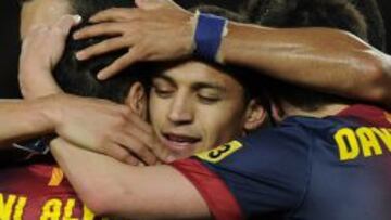 Alexis Sánchez celebra ungol del Barcelona.