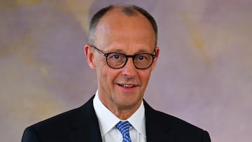 Incoming German Chancellor Friedrich Merz reacts as he receives his certificate of appointment from German President Frank-Walter Steinmeier during a ceremony at Bellevue Palace in Berlin, Germany May 6, 2025. REUTERS/Annegret Hilse