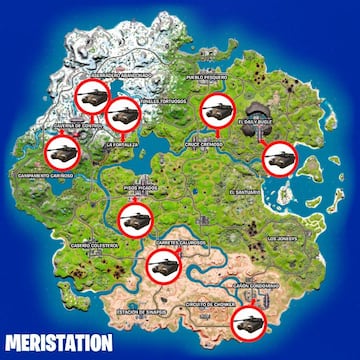Todas las ubicaciones de Tanques Titán en la Temporada 2 de Fortnite Capítulo 3
