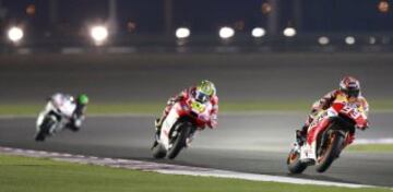 Marc Márquez durante los entrenamientos libres realizados en el circuito internacional Losail de Doha, Catar, el 20 de marzo del 2014. El Gran Premio de Catar, primera prueba del Mundial