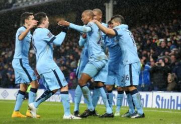 El City ganaba 1-0 y todo el equipo festejaba. 