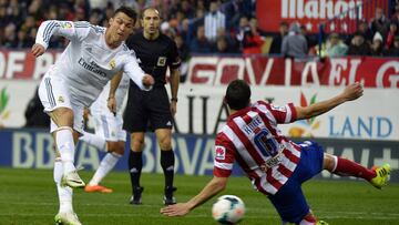 Último gol de Cristiano en el Calderón. El 2 de marzo de 2014, el portugués marcó el 2-2 en el derbi de la jornada 26 de la Liga 2013-14 .
