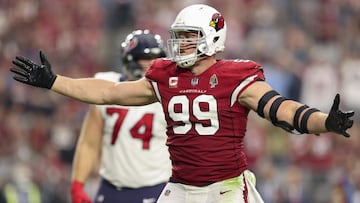 El defensive lineman J.J. Watt ha estado fuera de actividad desde que se lesionó el hombro en la Semana 7 contra los Houston Texans, su exequipo.