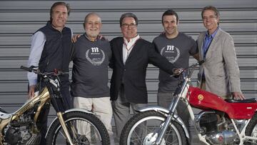 Jordi Ca&ntilde;ellas, Pere Pi Joan Ca&ntilde;ellas, Toni Bou y Joan Ca&ntilde;ellas j&uacute;nior en el 50 aniversario de la Honda Cota en 2018. 