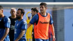 Pablo Chavarría, durante un entrenamiento con el Málaga.