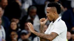 Militao, durante el Real Madrid-Celta.