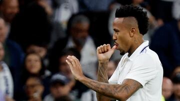 Militao, durante el Real Madrid-Celta.