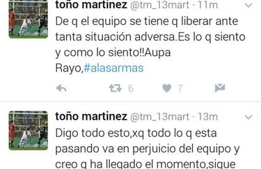 Toño: "Lo que está pasando va en perjuicio del equipo"