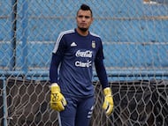 Sergio Romero durante un entrenamiento con Argentina.