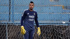 Sergio Romero durante un entrenamiento con Argentina. 