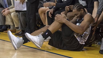 Kawhi Leonard en el momento de su lesi&oacute;n,