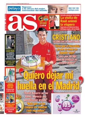 "I want to leave my mark here at Real Madrid" says Cristiano Ronaldo, the front cover star with an exclusive interview from February 2013.