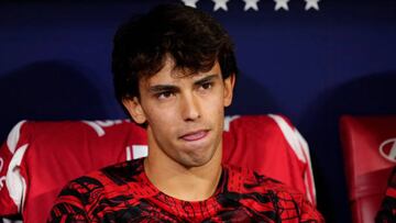 Joao Felix second striker of Atletico de Madrid and Portugal sitting on the bench prior the La Liga Santander match between Atletico de Madrid and Rayo Vallecano at Civitas Metropolitano Stadium on October 18, 2022 in Madrid, Spain. (Photo by Jose Breton/Pics Action/NurPhoto via Getty Images)