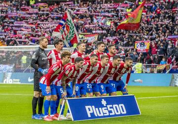 El once inicial del Atlético de Madrid. 