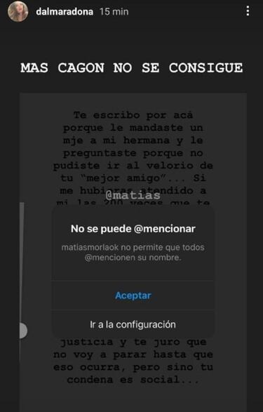 El duro mensaje de Dalma Maradona y a Matías Morla