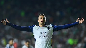 Nelson Deossa celebrate shri goal 0-2 of Monterrey during the 17th round match between Leon and Monterrey as part of the Liga BBVA MX, Torneo Clausura 2025 at Nou Camp Leon Stadium, on April 20, 2025 in Leon, Guanajuato, Mexico.