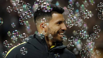 Manchester City's Sergio Aguero before the match