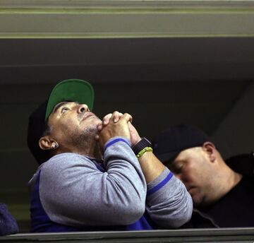 Diego Armando Maradona supporting Boca Juniors at La Bombonera.