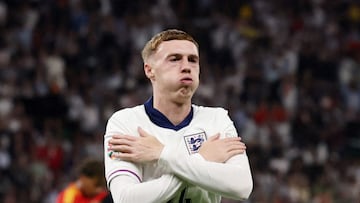 FILE PHOTO: Soccer Football - Euro 2024 - Final - Spain v England - Berlin Olympiastadion, Berlin, Germany - July 14, 2024 England's Cole Palmer celebrates scoring their first goal REUTERS/Lee Smith/File Photo