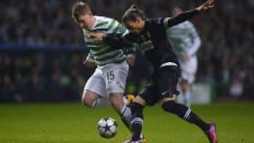 Mart&iacute;n C&aacute;ceres durante el partido de Champions entre la Juventus y el Celtic en Glasgow el 12 de febrero. 