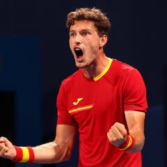 La alegría de Carreño tras vencer a Medvedev