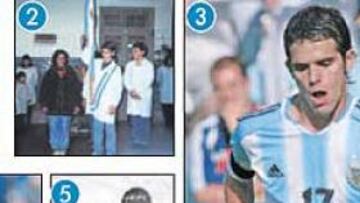 1. De viaje con los compañeros del colegio. 2. Abanderado en las Olimpiadas Escolares de Buenos Aires. 3. Ganó el Mundial Sub 20 en Holanda. 4. Un partido con Boca. 5. Logró la Recopa Sudamericana en el año 2005.