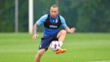 Santi Cazorla en un entrenamiento con el Real Oviedo.