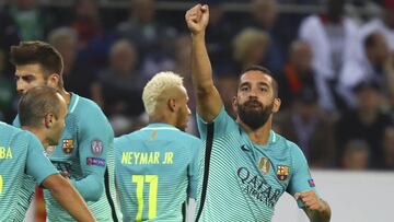Football Soccer - Borussia Moenchengladbach v FC Barcelona - UEFA Champions League group stage - Group C - Borussia Park stadium, Moenchengladbach, Germany - 28/09/16 - Barcelona's Arda Turan reacts REUTERS/Kai Pfaffenbach