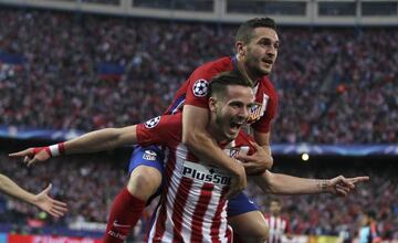 Saúl y Koke celebran el gol del Atlético.