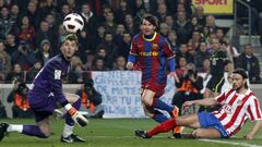 David de Gea, Thomas Ujfalusi y Leo Messi, durante un Barcelona - Atl&eacute;tico de Madrid.
