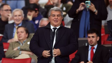 Soccer Football - LaLiga - Atletico Madrid v FC Barcelona - Metropolitano, Madrid, Spain - March 17, 2024 FC Barcelona president Joan Laporta before the match REUTERS/Isabel Infantes