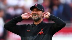 Jürgen Klopp celebrates the FA Cup semi-final victory over Manchester City.