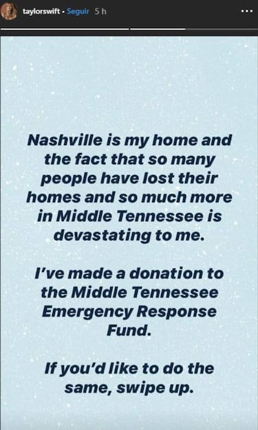 Taylor Swift dona un milln de dlares a Nashville por tornados