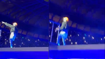 La toma desde cerca de la caída de Bad Bunny en su primer concierto en México