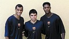 JUNTOS. Rivaldo, Saviola y Kluivert formarán esta noche la delantera del Barcelona. (ENRIC FONTCUBERTA)