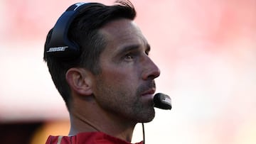 SANTA CLARA, CA - OCTOBER 22: Head coach Kyle Shanahan of the San Francisco 49ers looks on from the sidelines during their NFL game against the Dallas Cowboys at Levi's Stadium on October 22, 2017 in Santa Clara, California. Thearon W. Henderson/Getty Images/AFP
== FOR NEWSPAPERS, INTERNET, TELCOS & TELEVISION USE ONLY ==