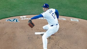 LOS ANGELES, CALIFORNIA - JUNE 16: Shohei Ohtani #17 of the Los Angeles Dodgers throws a pitch during the first inning against the San Diego Padres at Dodger Stadium on June 16, 2025 in Los Angeles, California. Ronald Martinez/Getty Images/AFP (Photo by RONALD MARTINEZ / GETTY IMAGES NORTH AMERICA / Getty Images via AFP)
