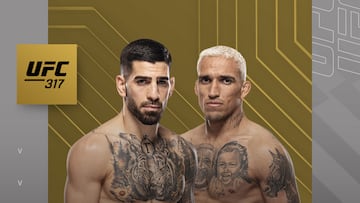 Cartel del UFC 317 con Ilia Topuria y Charles Oliveira.