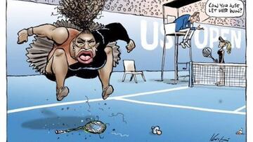 Caricatura del enfado de Serena Williams en la final del US Open publicada por el dibujante Mark Knight en el diario australiano Herald Sun.