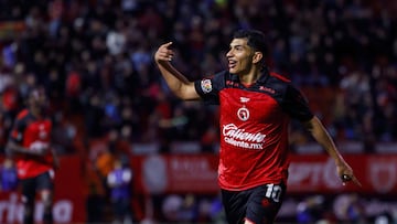 Kevin Castaneda celebrates his goal 1-0 of Tigres during the 13th round match between Tijuana and Tigres UANL as part of the Liga BBVA MX Varonil, Torneo Clausura 2026 at Caliente Stadium, on April 03, 2026 in Tijuana, Baja California, Mexico.