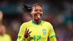 Soccer Football - FIFA Women’s World Cup Australia and New Zealand 2023 - Group F - Brazil v Panama - Hindmarsh Stadium, Adelaide, Australia - July 24, 2023 Brazil's Ary Borges celebrates scoring their fourth goal and completing a hat-trick Matt Turner/AAP Image via REUTERS  TPX IMAGES OF THE DAY       ATTENTION EDITORS - THIS IMAGE WAS PROVIDED BY A THIRD PARTY. NO RESALES. NO ARCHIVES. AUSTRALIA OUT. NEW ZEALAND OUT