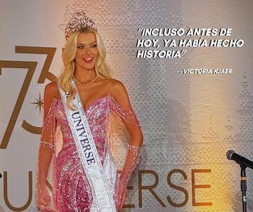 Victoria Kjaer (Miss Dinamarca) en la conferencia de prensa post-coronación de Miss Universo 2024.