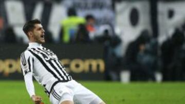 &Aacute;lvaro Morata celebrando un gol durante un partido de la Juventus.