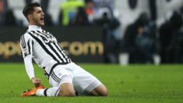 Álvaro Morata celebrando un gol durante un partido de la Juventus.